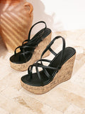 Strappy Cork Wedge Sandals