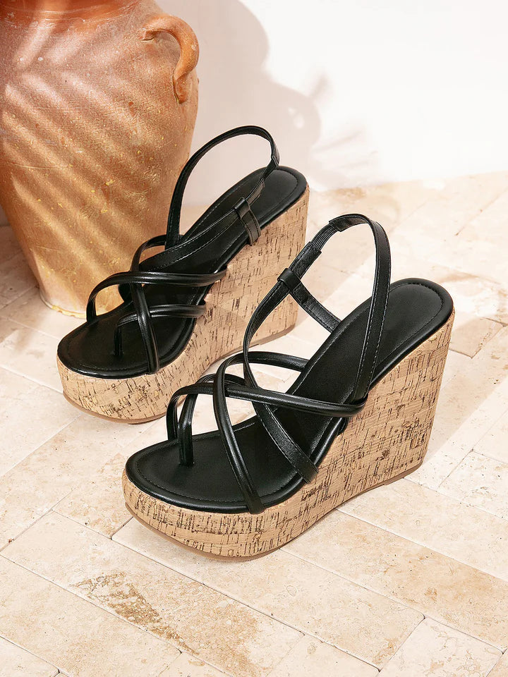 Strappy Cork Wedge Sandals