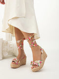 Lace-Up Bowknot Espadrille Wedges