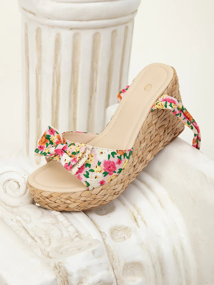 Lace-Up Bowknot Espadrille Wedges