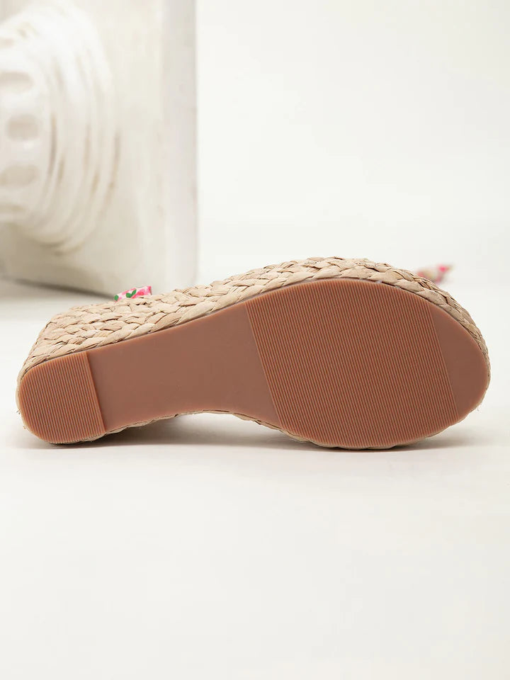 Lace-Up Bowknot Espadrille Wedges