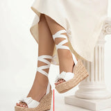 Lace-Up Bowknot Espadrille Wedges