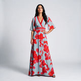 Floral V-Neck Wrap Maxi Dress