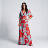 Floral V-Neck Wrap Maxi Dress