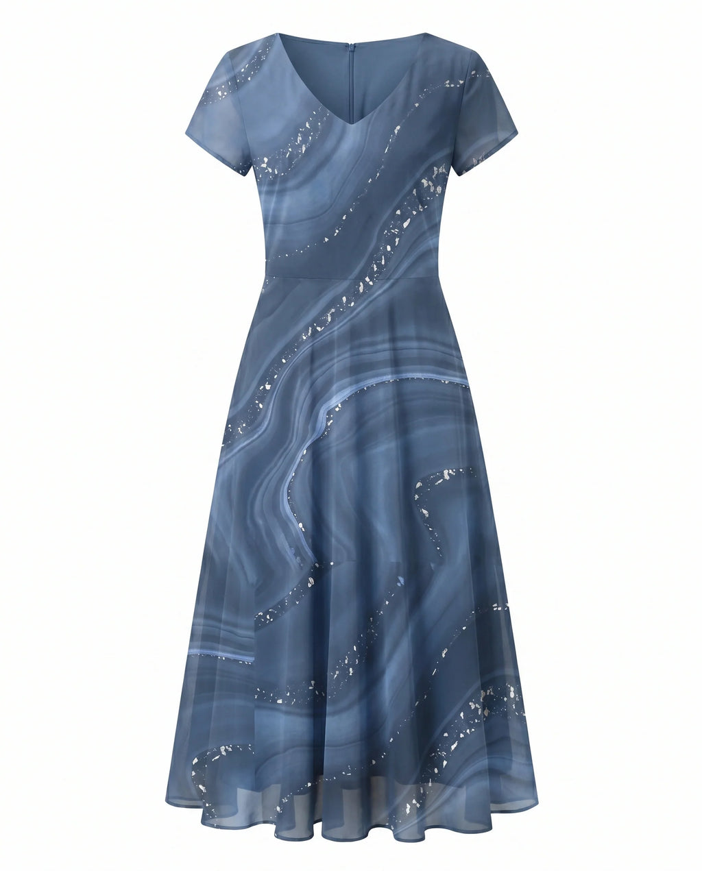 Abstract Print V-Neck Midi Dress
