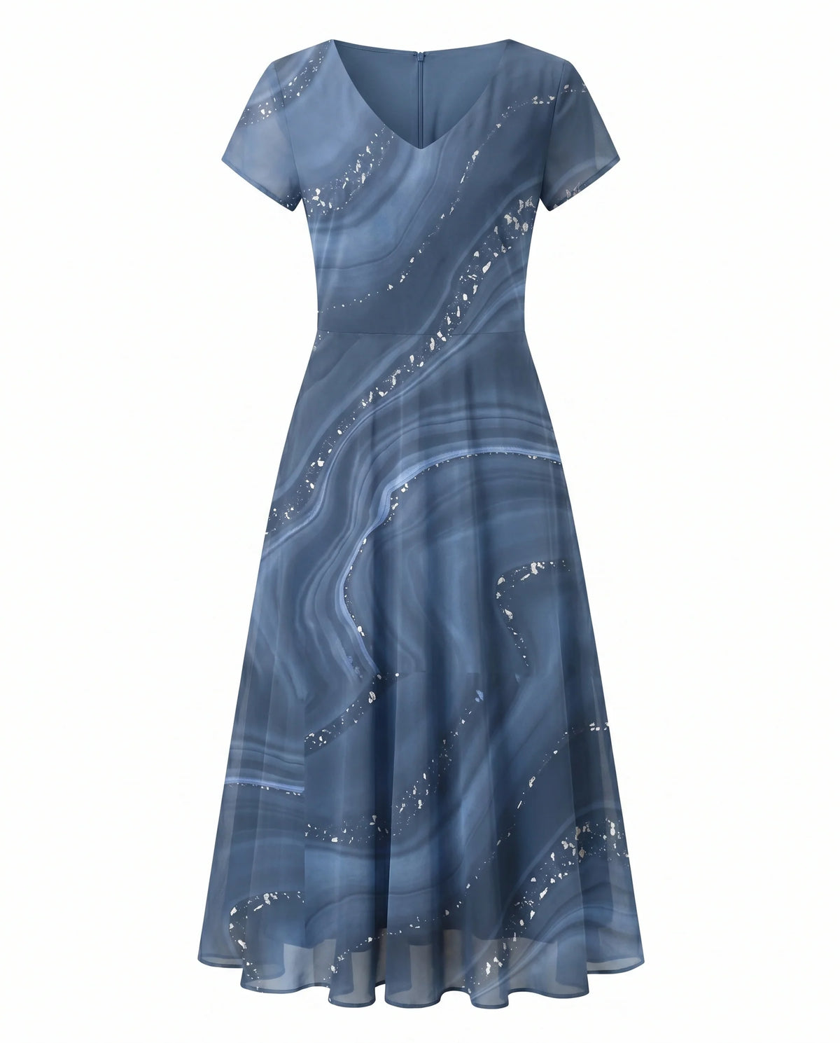 Abstract Print V-Neck Midi Dress