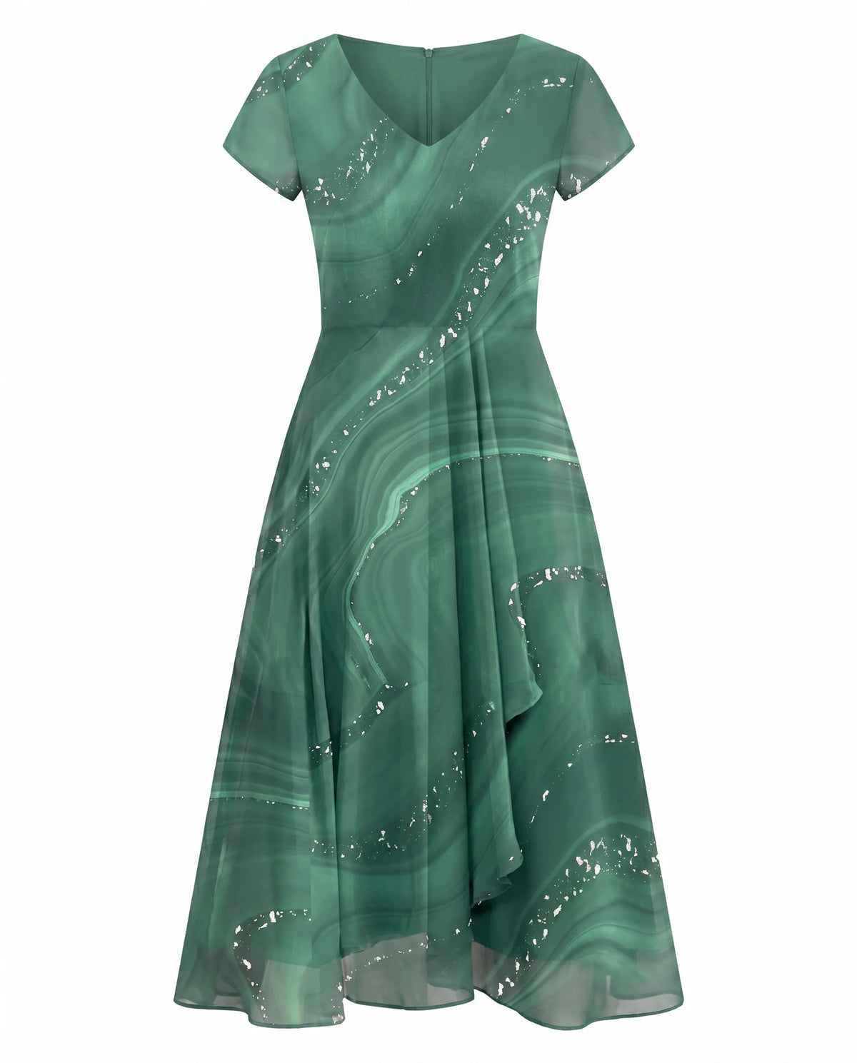 Abstract Print V-Neck Midi Dress