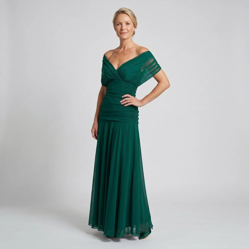 Off-Shoulder Chiffon Maxi Dress