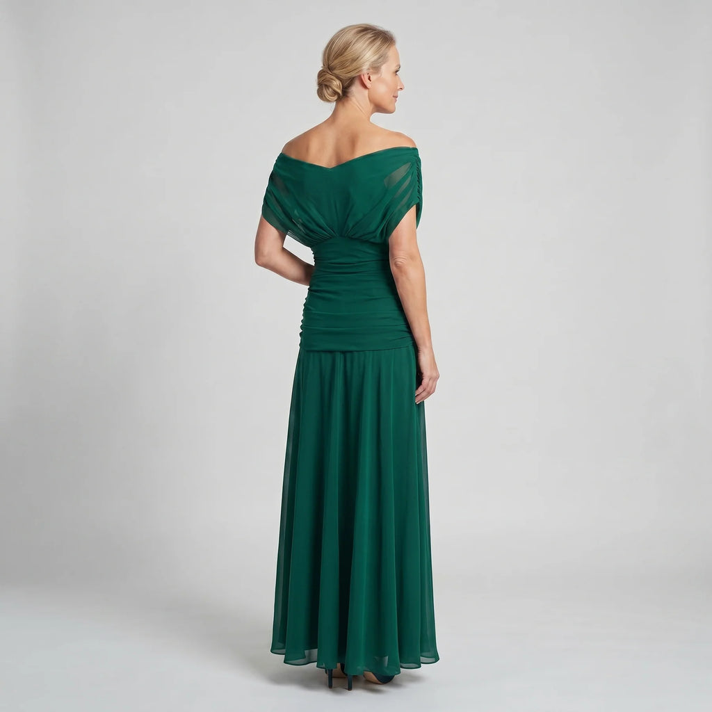 Off-Shoulder Chiffon Maxi Dress