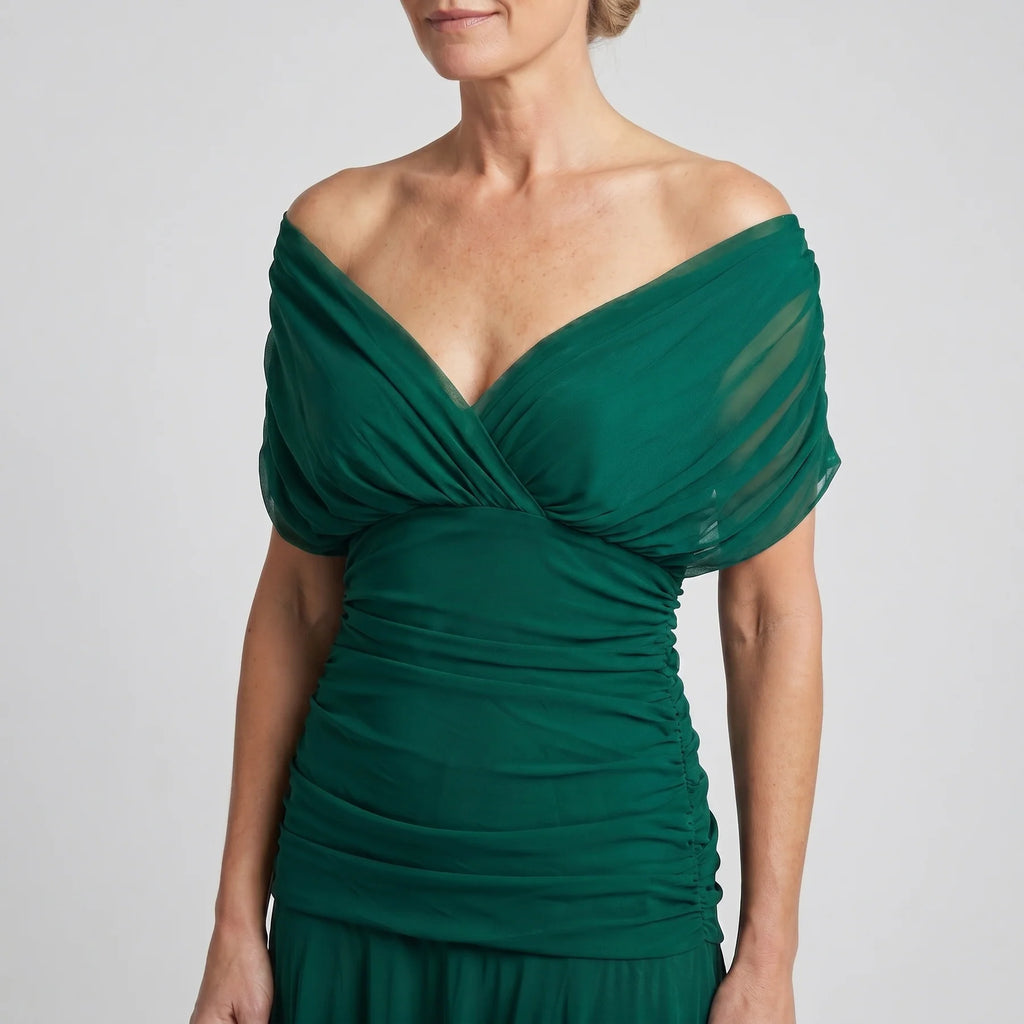 Off-Shoulder Chiffon Maxi Dress