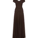 Off-Shoulder Chiffon Maxi Dress