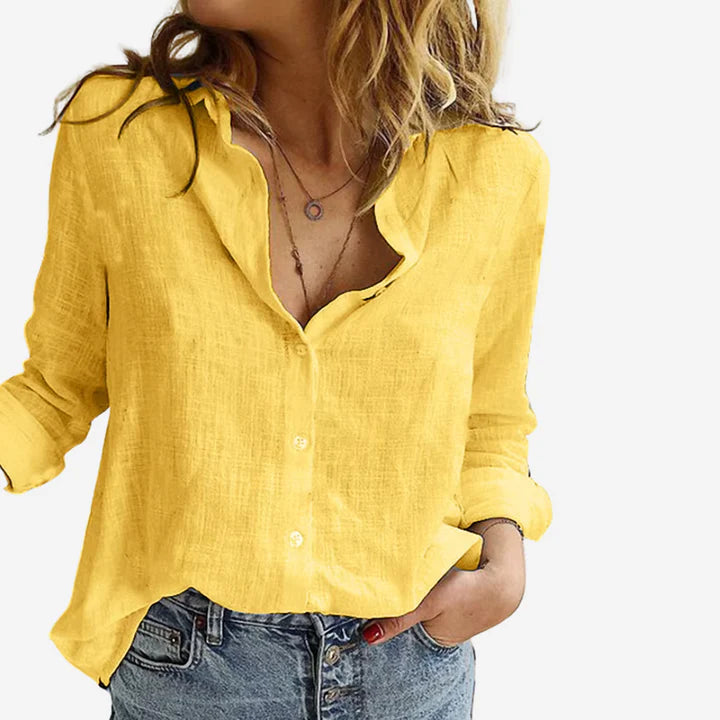 Roll-Tab Button Front Blouse