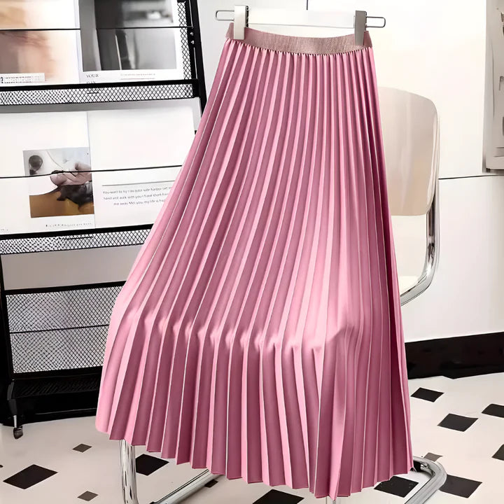 High Waisted Pleated Midi Skirt