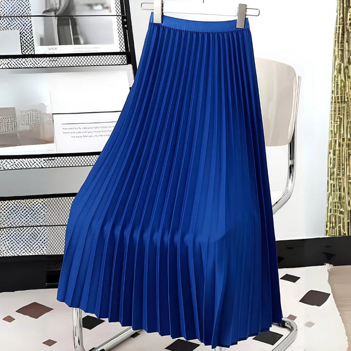 High Waisted Pleated Midi Skirt