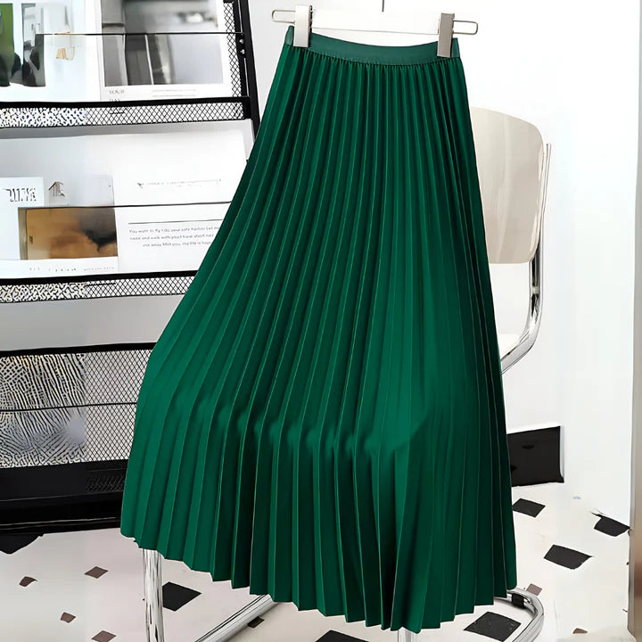 High Waisted Pleated Midi Skirt