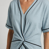 Twist-Front V-Neck Maxi Dress