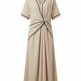 Twist-Front V-Neck Maxi Dress