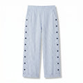 Striped Side Button Straight Leg Trousers