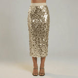 Champagne Aureline Midi Skirt