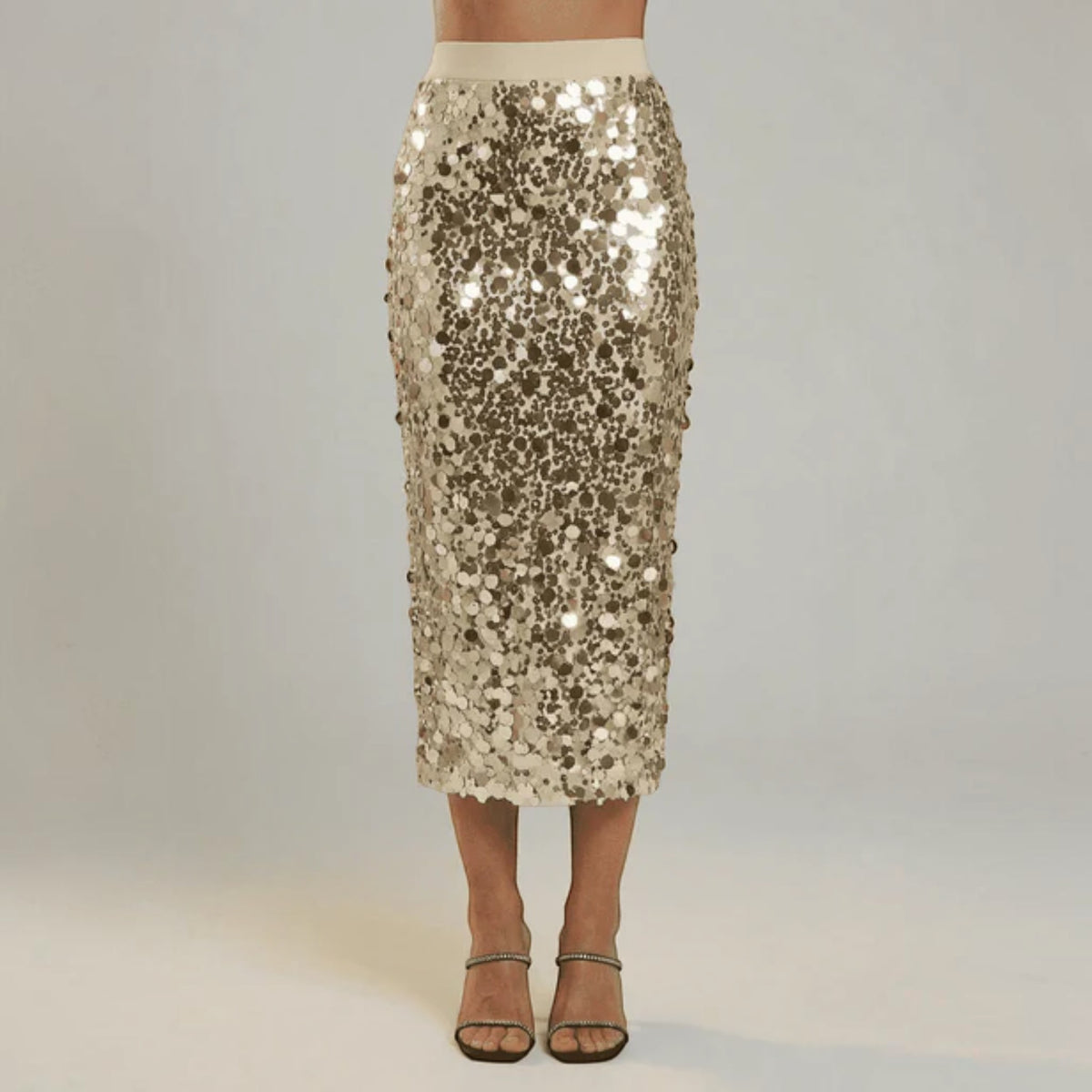 Champagne Aureline Midi Skirt